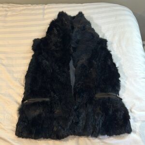 Vera Pelle Black Fur Sleeveless Vest